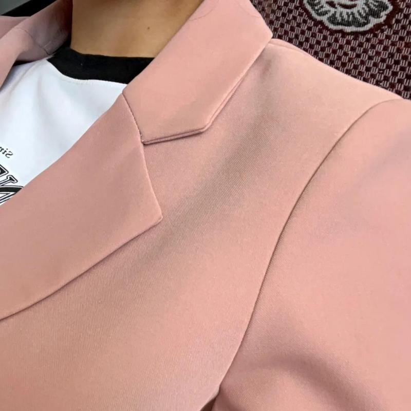 Autumn Korean Loosee Women Pink Suit Coat And Jackets British Style Lady Office Clothes