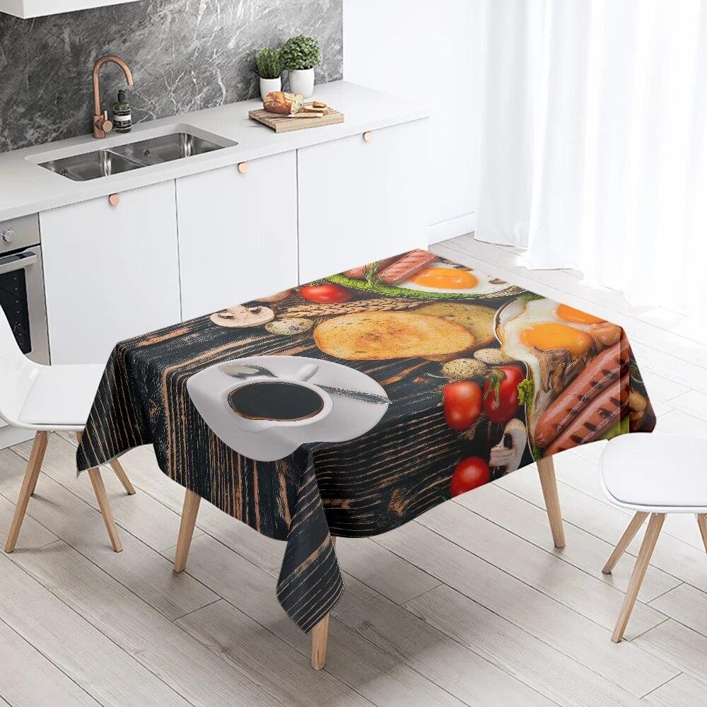 Bedruckte Tischdecke mit Gourmet-Kuchen, für Restaurant, Küche, Tischdekoration, schmutzabweisend, wasserdicht, rechteckig, Heimdekoration