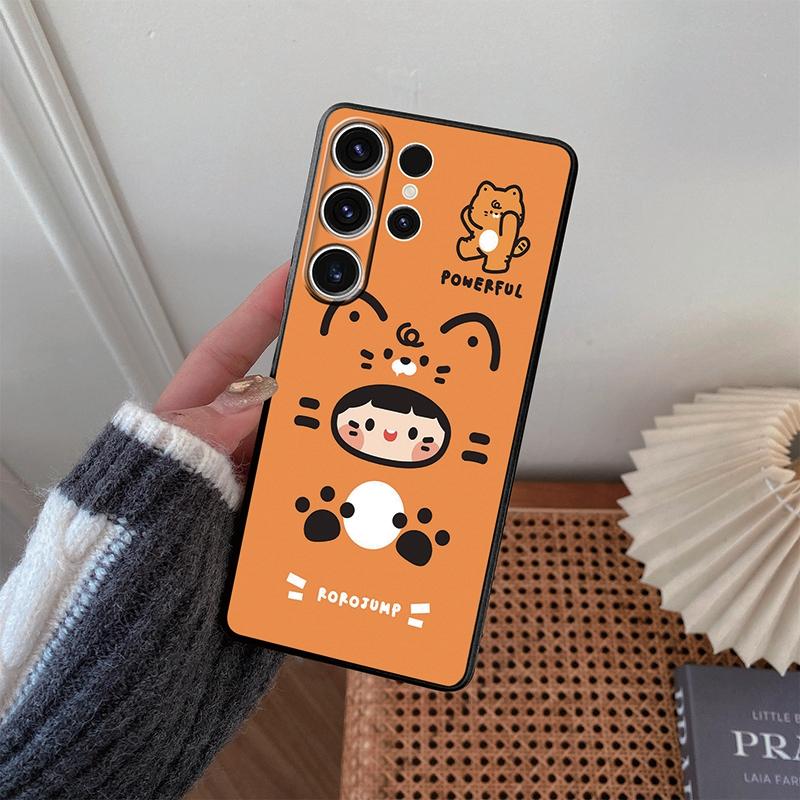 Cartoon Patterned Soft Silicone Black Case For Xiaomi Redmi Note 13 Pro 13C Poco C65 Samsung A55 A54 A34 S24 iPhone Camera Protective Shockproof Cover