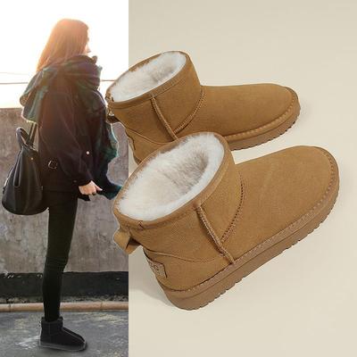 Snow Boots Fur Integrated Thick Sole Men's and Women's New Velvet Thickened Winter Warm Short Cotton Shoes Dropshipping