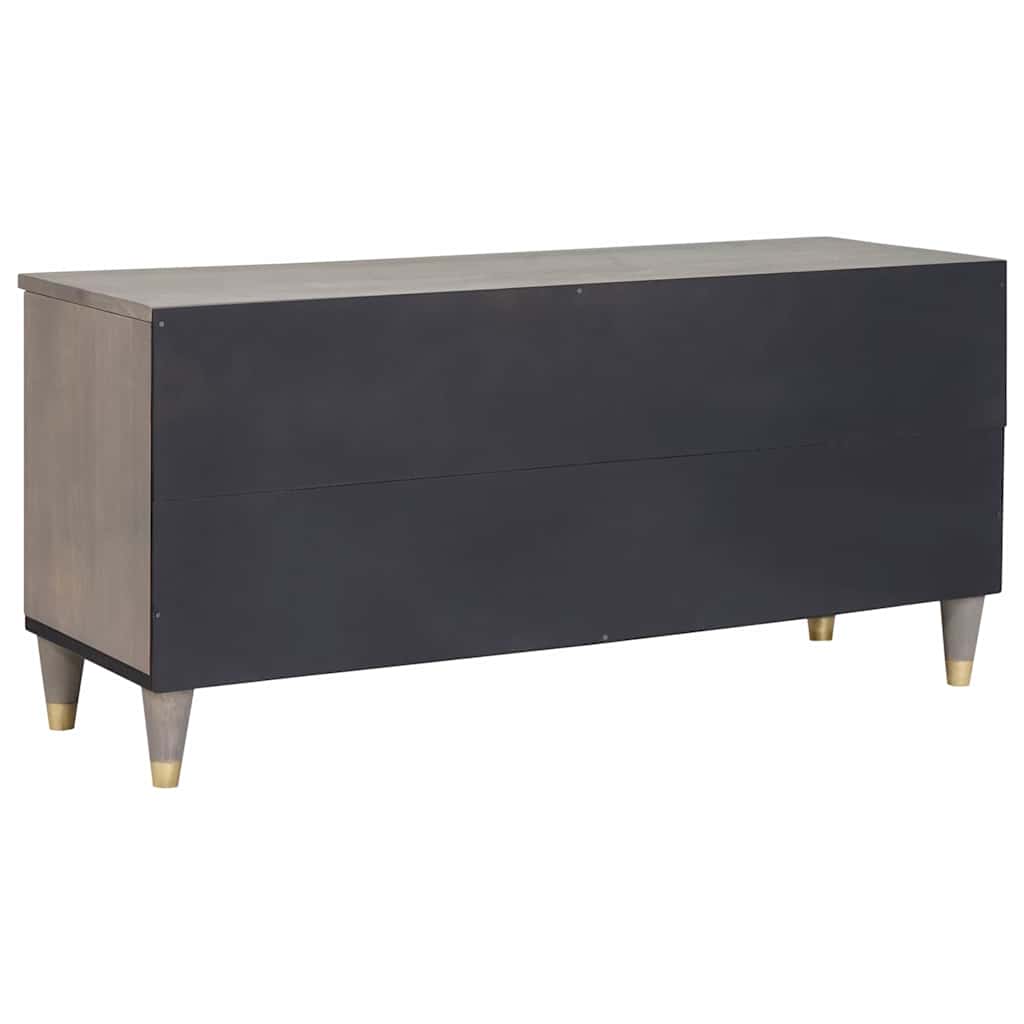 TV Stand with Shelf Gray 100 x 33 x 46 cm Solid Mango Wood