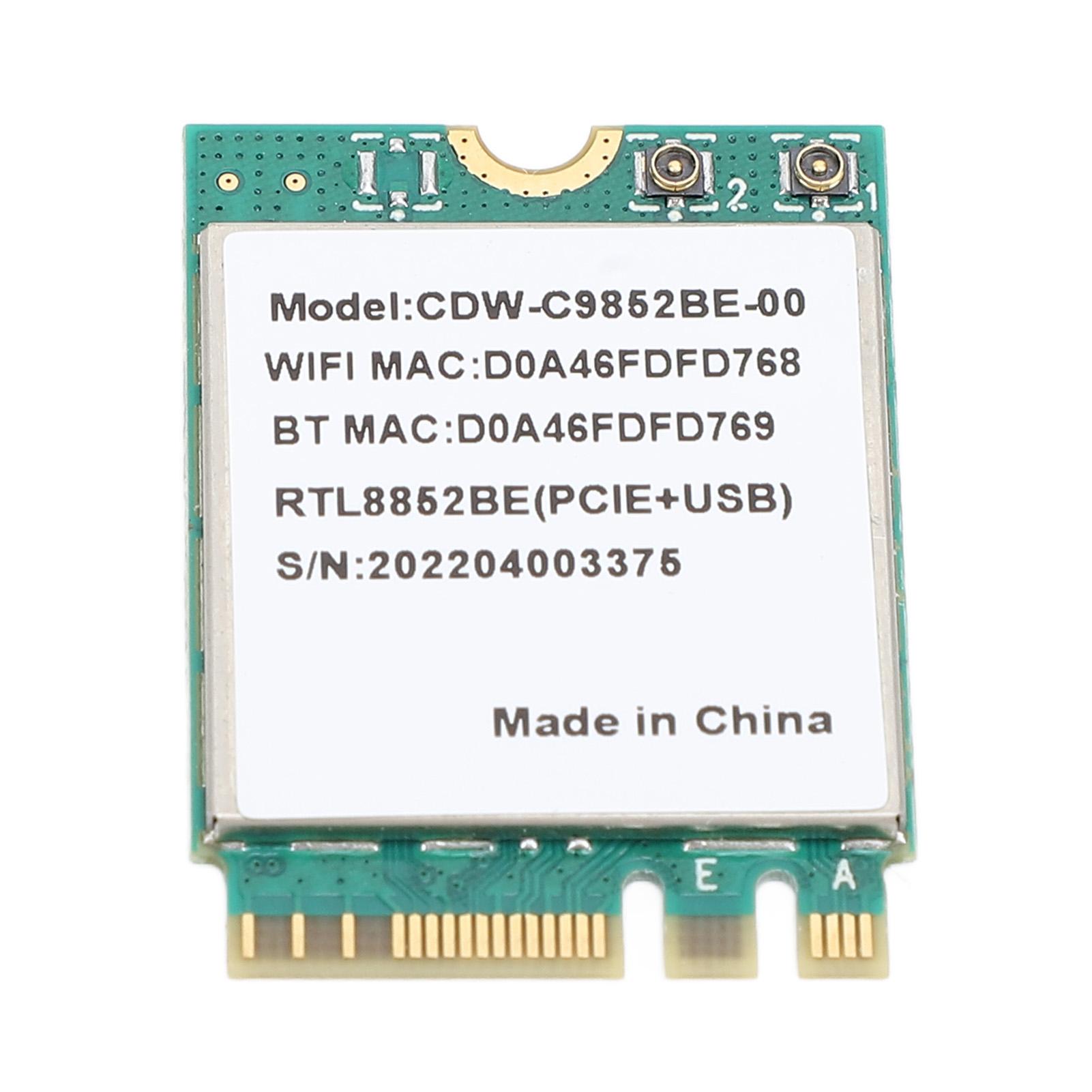 

RTL8852BE Бездротова мережева карта Bluetooth 5.2 1800 Мбіт/с Підтримка MU MIMO 2.4 ГГц 5 ГГц Дводіапазонна M.2
