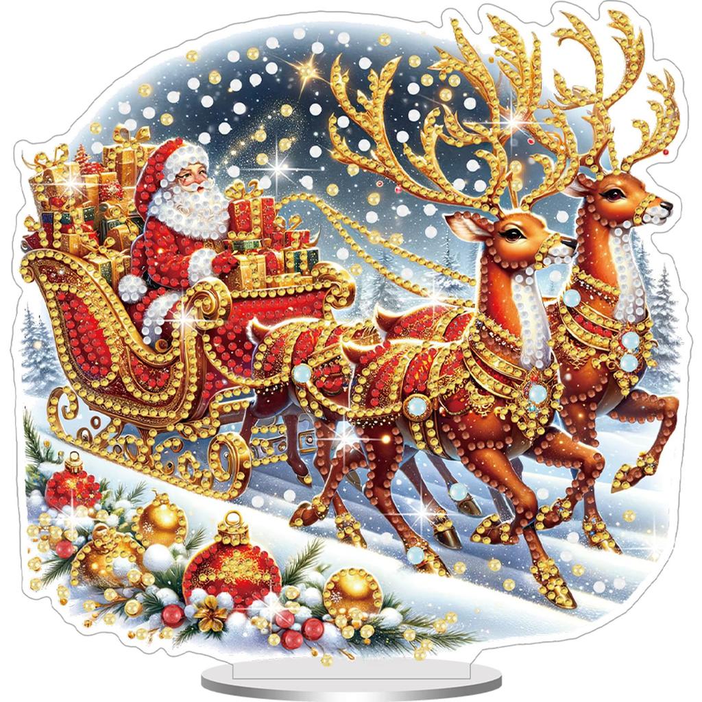 Acrylic 2D/Flat Christmas DIY Table Top Diamond Painting Ornament Kits Desktop Diamond Art Kits for Home Office Desktop Decor
