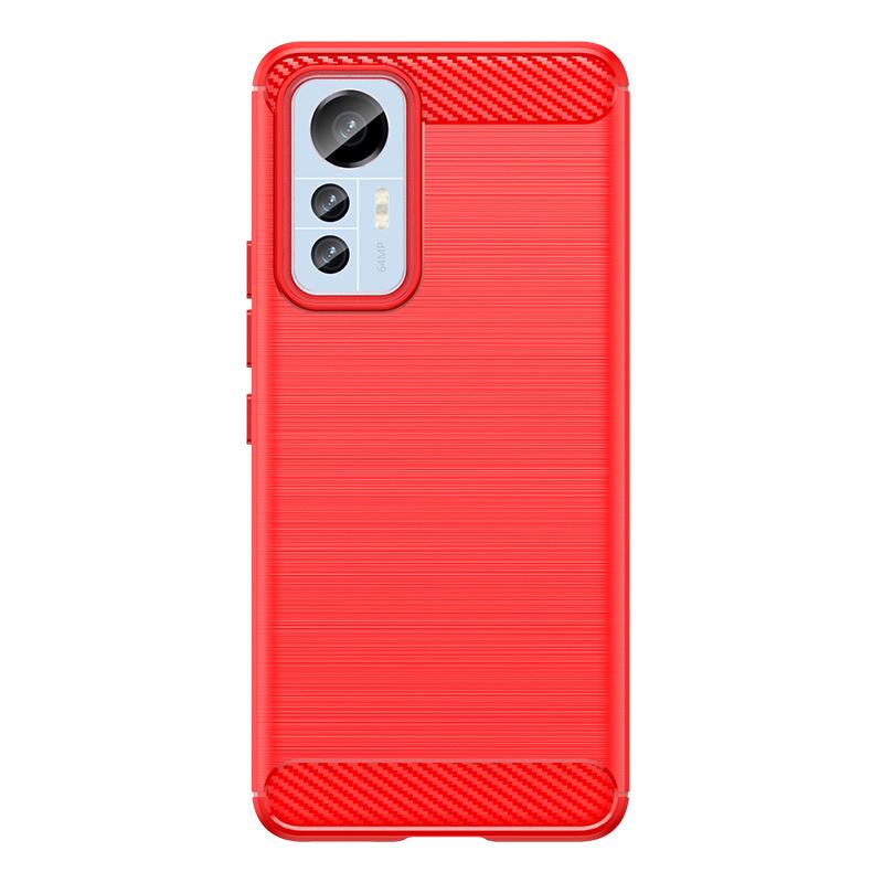 

For Mi 12 Lite Case Cover For Xiaomi Mi 12 Lite Pro 12X Capas Shockproof Back Carbon Fiber Soft TPU Cover For Mi 12 Lite Fundas For Mi 12 Pro красный