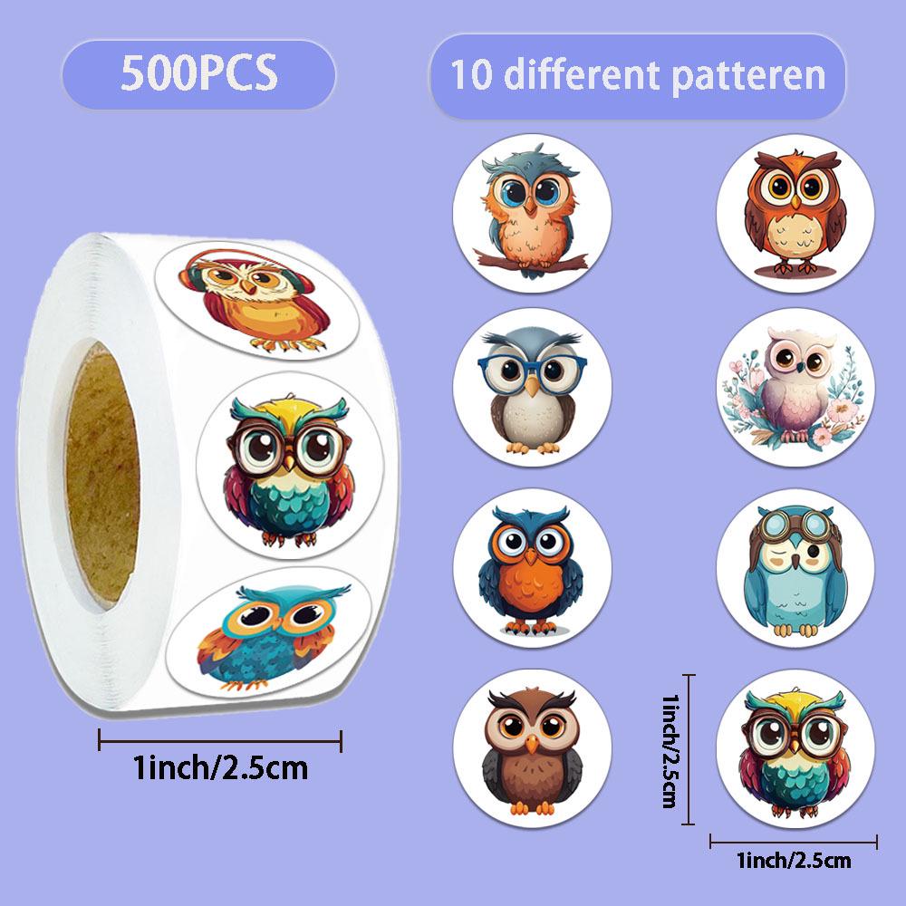 Creative Owl Washi Tape Stickers (500 Sheets/Roll) - Journal & Envelope Decoration No