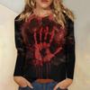 Women's Long-sleeved Loose-necked Halloween Print Casual Top , Suitable for Holiday Parties