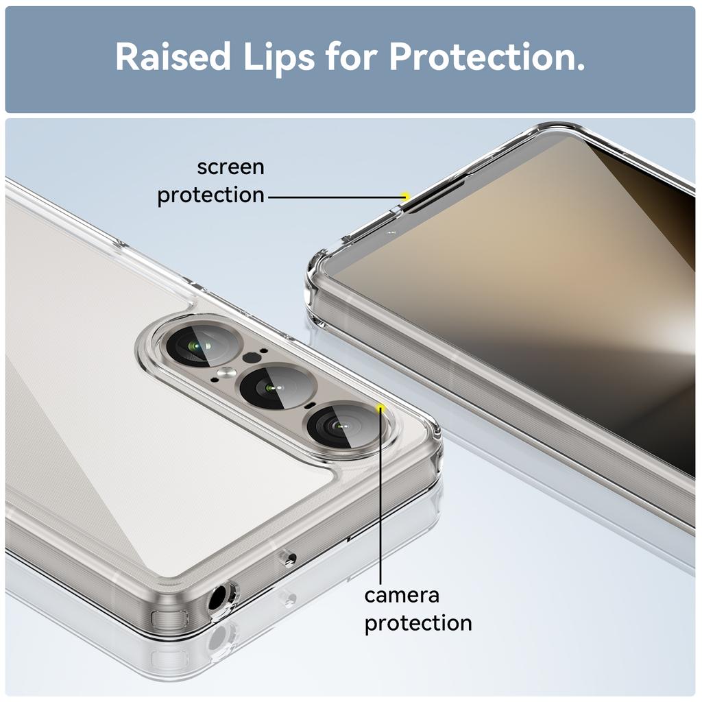 Candy Color Frame Minimalist Acrylic Phone Case Shockproof Transparent TPU Protective Cover For Sony Xperia 10 1 VII VI 5 V