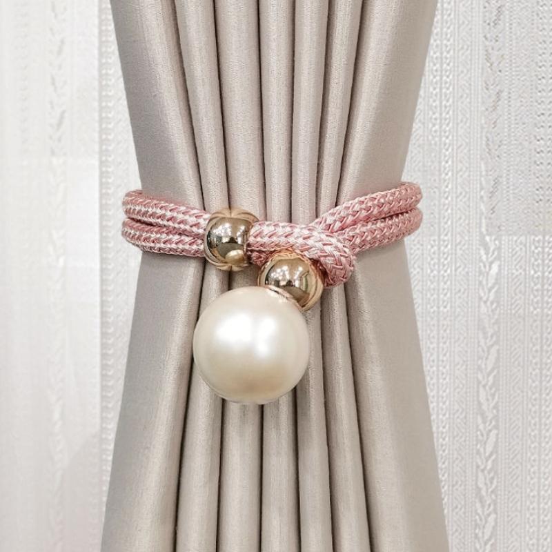 French Curtain Tiebacks with Faux Pearl Decorations, Convenient Tiebacks Decorative Curtain Holdbacks