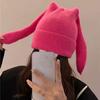 Trendy Rabbit Ears Cap Elastic Brimless Beanie Hat Woolen Hat Bunny Pullover Cap  Autumn