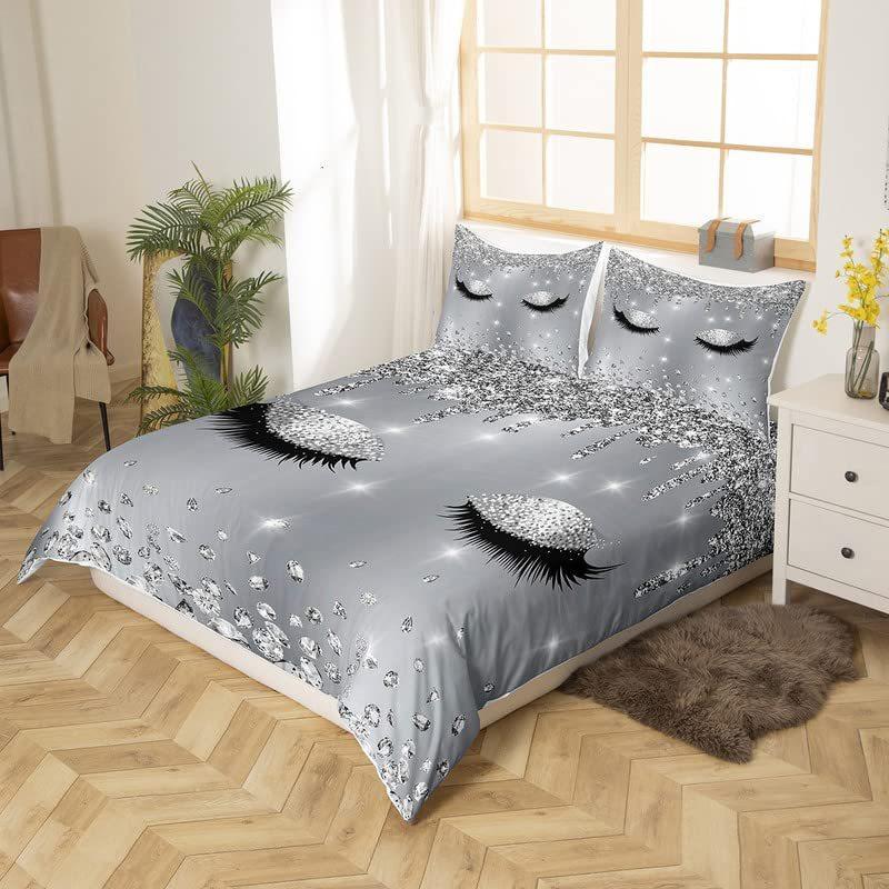 Rhinestone Eyelash Down Comforter Set Bedding Set 3-piece Duvet Cover Set