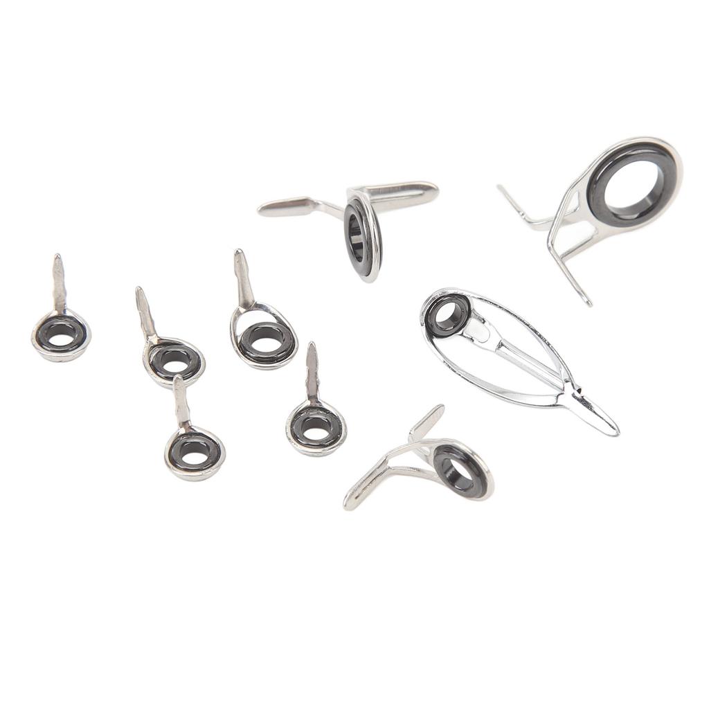 9 PCS Fishing Rod Tips Repair Kit Universal Ceramic Ring Fishing Pole Guides Eyelets Repair Kit for Fishing