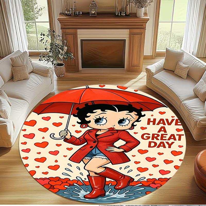 doll Print Round Rug, Washable Floor Carpet, For Entryway Dorm Laundry Room Office Study, Home Decor Birthday Christmas Gift