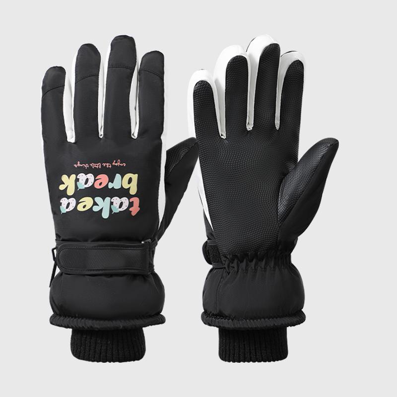 Fashion Women Winter Touchscreen Waterproof PU Palm Non-Slip Outdoor Snow Sports Ski Gloves
