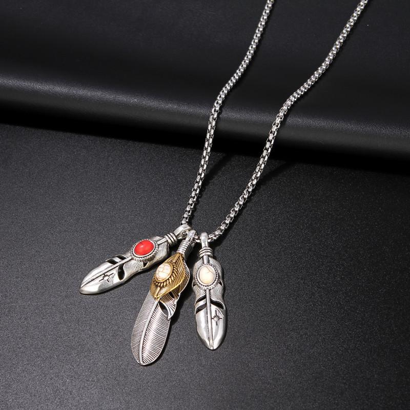 Feather Necklace Men'S And Women'S Trend Brand Leaf Eagle Claw Reproduction Takahashi Pendant Sweater Chain Necklace