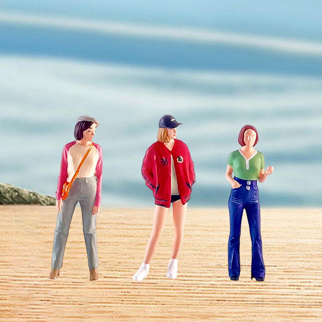 3x 1:64 Scale Diorama Women Figures Female Models Desk Decor Sand Table Centerpiece Miniature