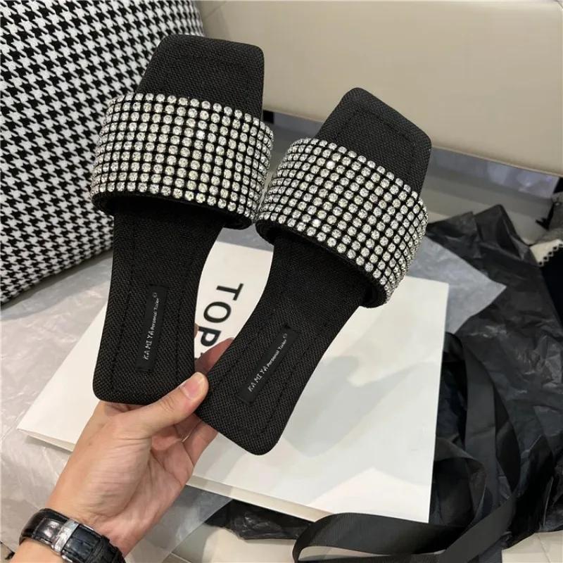 Fashion Fashion Shoes for Women 2025 New Open Toe Women's Slippers Crystal Daily Slippers Women Summer Best Seller Flat Slippers Zapatos