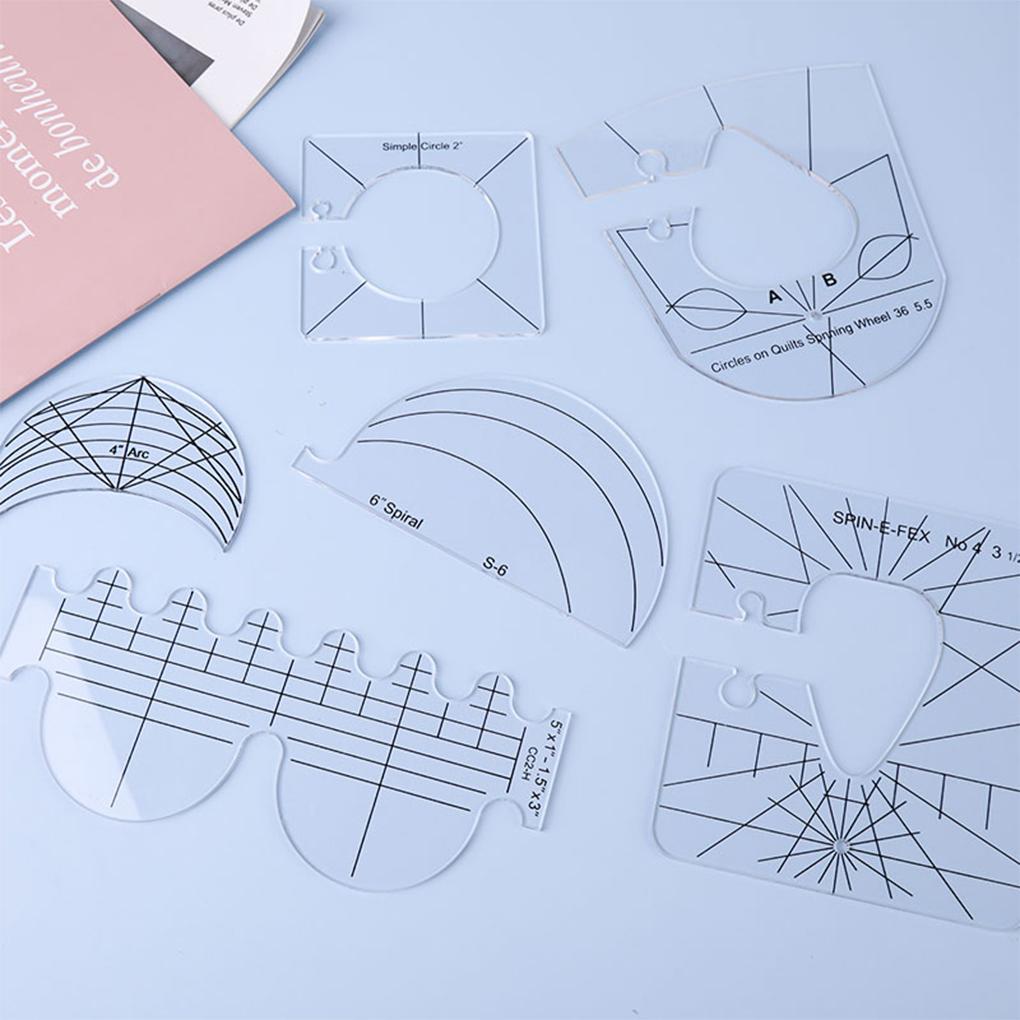 Pack of 6 DIY Creative Quilting Templates Transparent Convenient Exquisite Ergonomic Grip Sewing Accessories Quilting Supplies