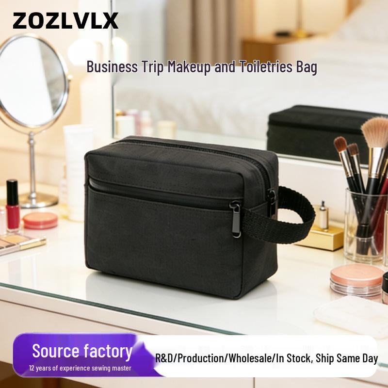 Men's Durable Large-Capacity Travel Canvas Wash Bag with Zipper
