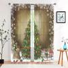 2 Pieces, Christmas Tree Snowflake Wood Curtain -30% Blackout - Suitable for Living Room, Bedroom, Kitchen, Home Decoration