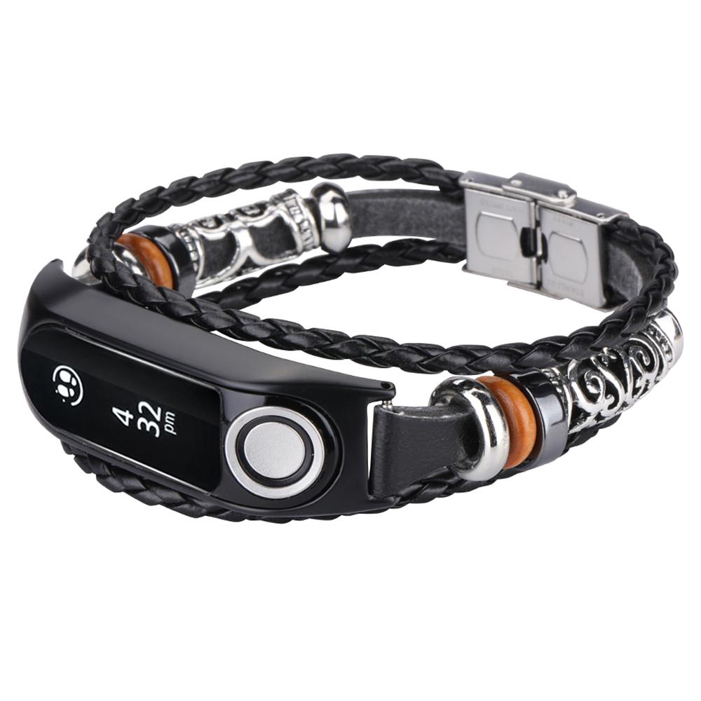 

For TomTom Touch Vintage Watch Strap Ethnic Style DIY Beaded Bracelet Black