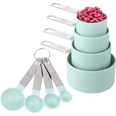 Ensemble de 8 tasses et cuillères à mesurer emboîtables avec poignée en acier inoxydable pour ingrédients secs et liquides
