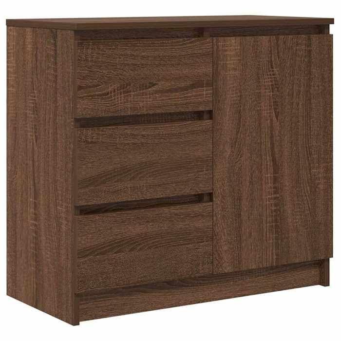 VidaXL Buffet avec tiroir chêne brun 71x35x65 cm bois d'ingénierie, meuble de rangement, buffet, meuble d'entrée, meuble 861577