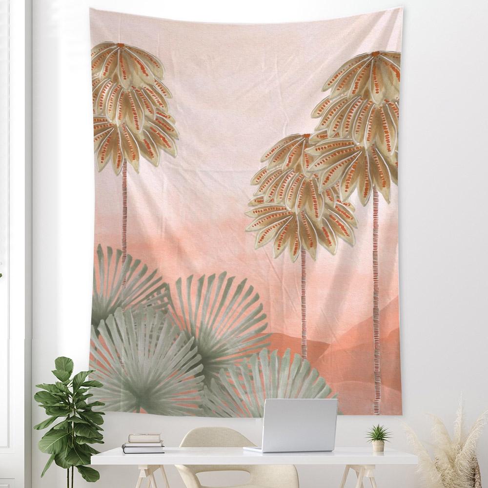 Simple and Fresh Leaf Wall Hanging Tapestry Art Decoration Blanket Curtain Hanging Home Bedroom Living Room Decoration Tapestry