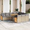 VidaXL Garden Furniture Set 11pcs with Beige Cushions Braided Resin Acacia, Outdoor Sofa Set, Garden Lounge, 3327762