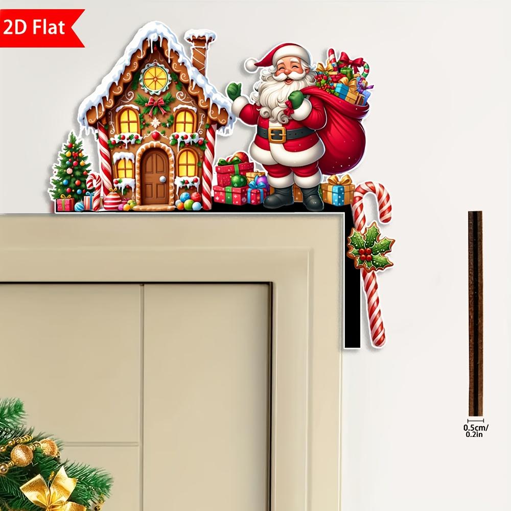 1ks 2D Vánoční rohová cedule Perníčková chaloupka Santa Claus Rám Dřevěná závěsná dekorace na dveře Domácí nástěnná dekorace Slavnostní vánoční dekorace Dárky