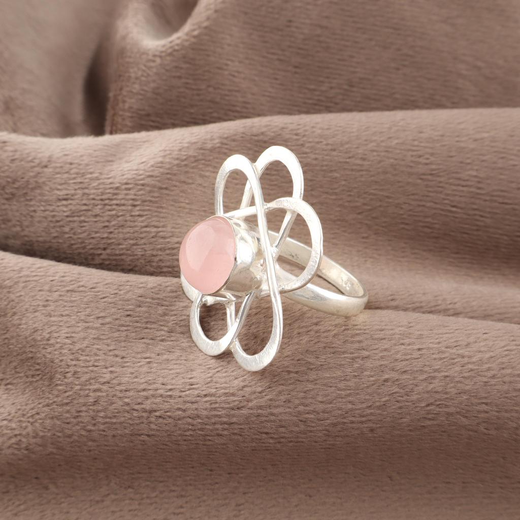 Adorable Rose Quartz Gemstone Jewelry, 925 Solid Sterling Silver Ring, Handmade Gorgeous Silver Ring, For Anniversary Gift