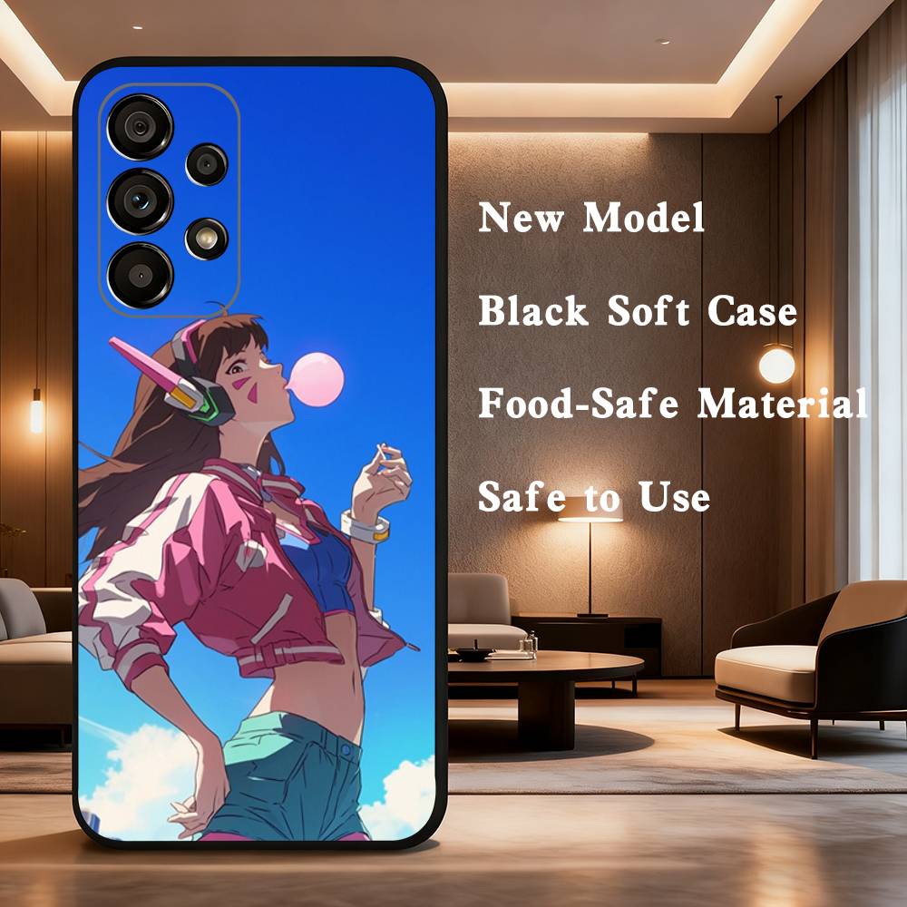 O-Overwatch D Va Phone Case For Samsung Galaxy A73,31,32,72,41,53,52,71,22,5G,Note,J7,8,9 Soft Black Cover SamsungA51