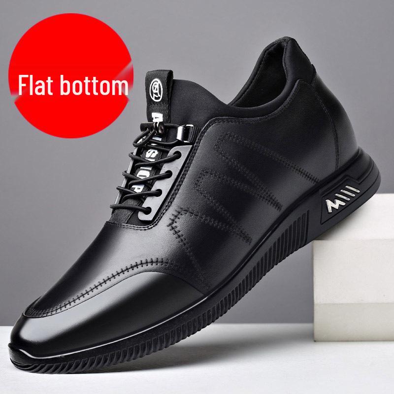 

White 2025 Men s Casual Height-Increasing Leather Shoes - Trendy Korean Style Size 39