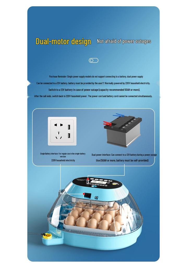 Smart Egg Incubator for Small Households - Ideal for Chicken, Duck, Goose, Pigeon, and Quail Eggs.