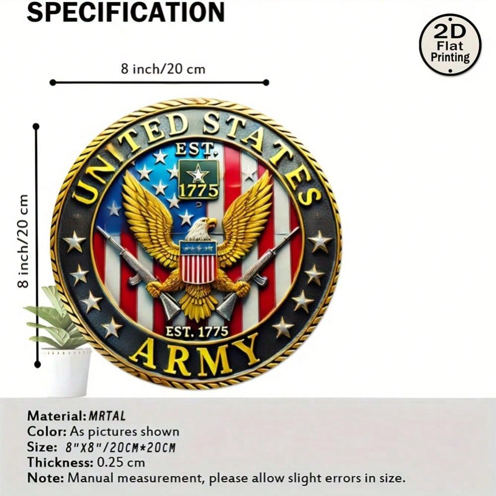 American Army Vintage 8 Inch Round Metal Sign Wall Decor Gift Home Cafe