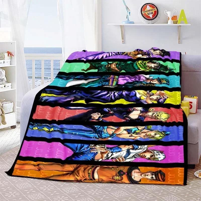Summer Blankets Sofa Bedspread Couch Home Living Room Decor Anime JoJo Bizarre Adventure Print Flannel Throw Blanket Soft Warm
