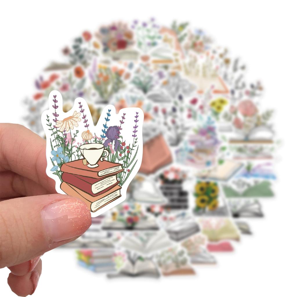 50 Cartoon Books, Floral Graffiti Stickers, Decorative Suitcase Pen, Guitar Notebook, Waterproof and Explosive