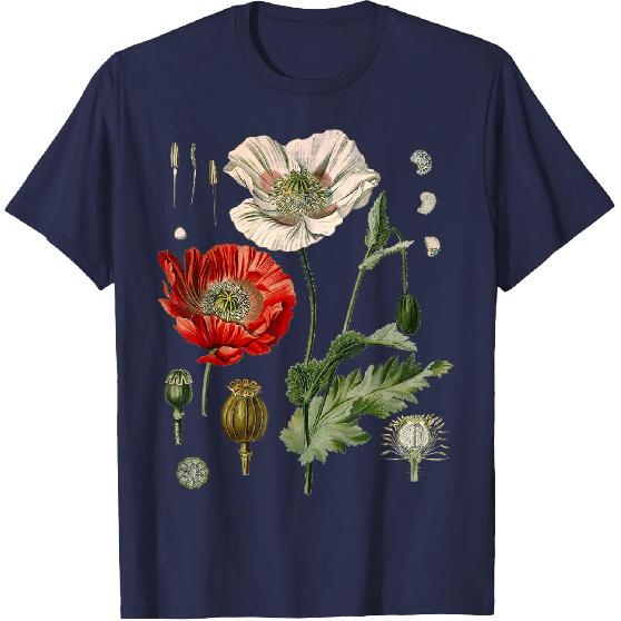 Papavero Rosso Papaveri Botanici T-shirt Papavero Rosso