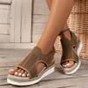 Women Sandals Large Size Slope Heels Mesh Breathable Wide Foot Shoes Trendy Summer New Brand Wedges Heeled