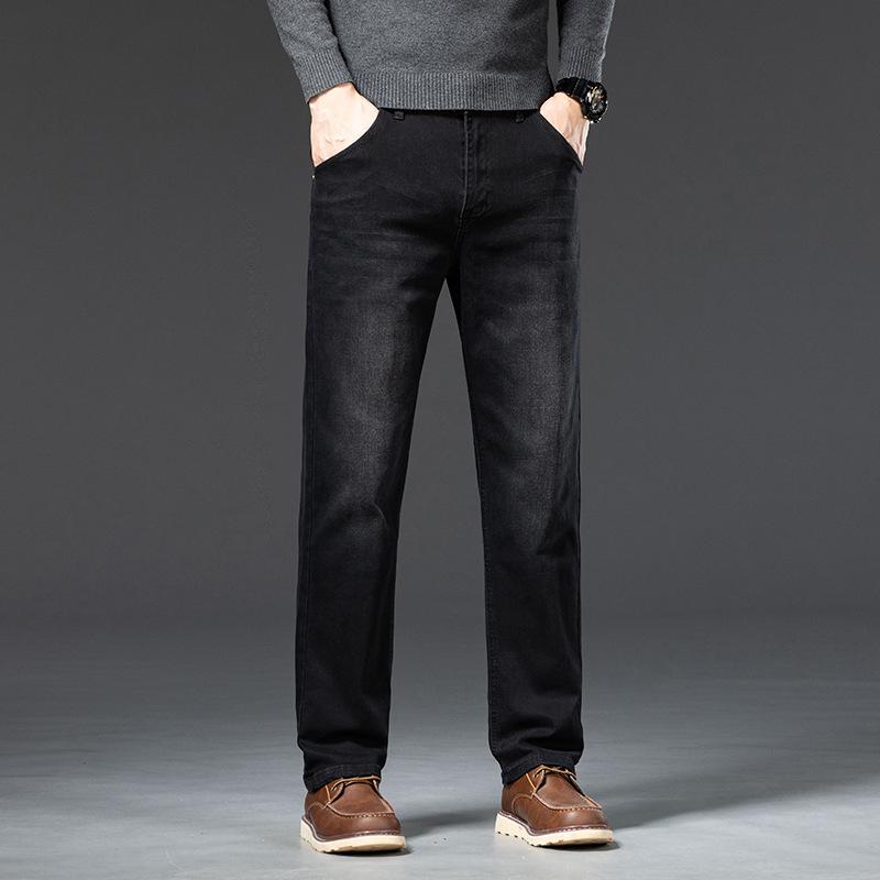 Straight-leg Jeans For Men, Autumn And Winter Elastic Casual Trendy High-end Versatile Stretch Straight-leg Loose Denim Trousers