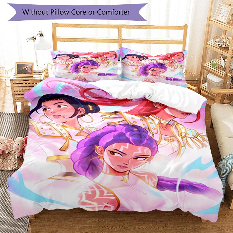 3pcs KPop Demon Hunters17 Design Cover Set - HD Printed Bedding with 1 Cover and 2 Pillowcases - Perfect for Home and Dorm Decor