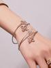 Elegant Double Flower Open Bracelet, 18k Gold-Plated Stainless Steel