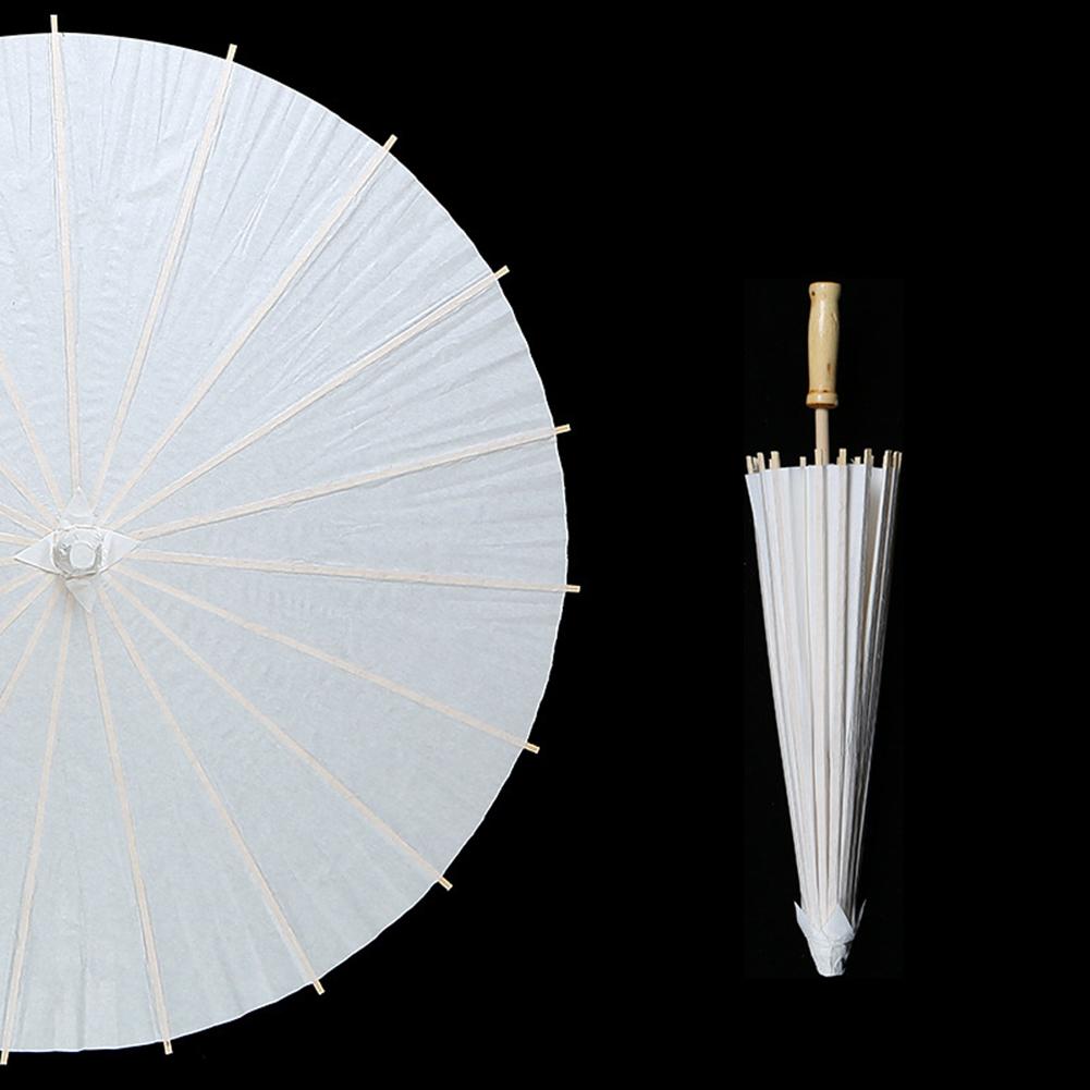 60cm Oiled Paper Umbrellas Chinese Wooden Handle White Paper Umbrella Parasol DIY Rustic Photography Props for Party Wedding
