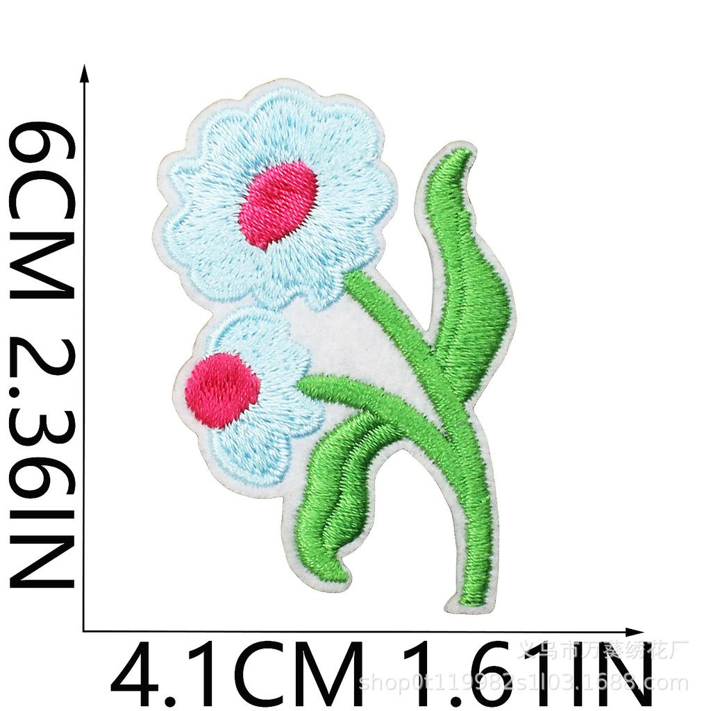 Small Daisy Embroidery Cloth Sticker Cartoon Peony Flower Bag Decoration Computer Embroidery Beautiful Small Red Flower Patch Ironing