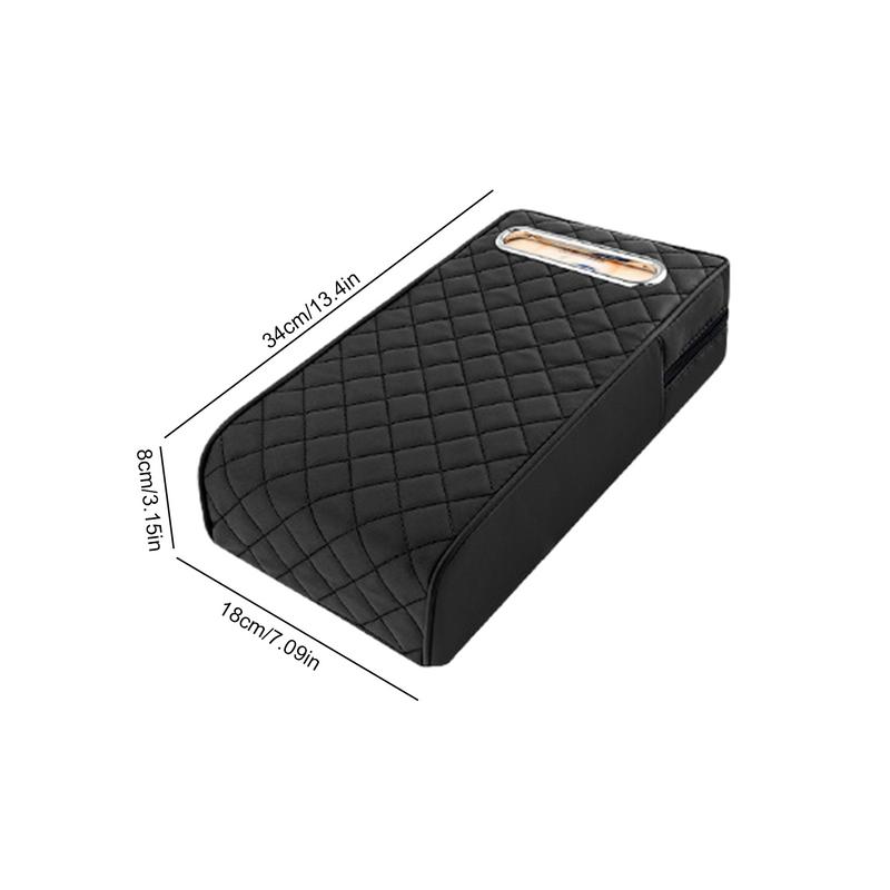 Car Armrest Cushion Leather Auto Center Console Armrest Cover With Tissue Storage Box Memory Foam Height Pad Car Armrest Support