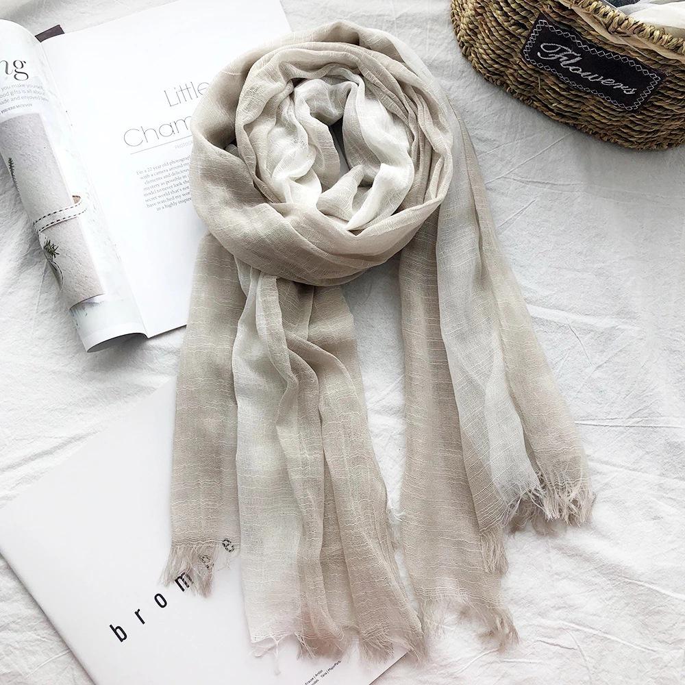 Unisex Baumwolle Leinen Seide Colorblock Schal - Leicht, Lässig, Literarisch, Sonnenschutz