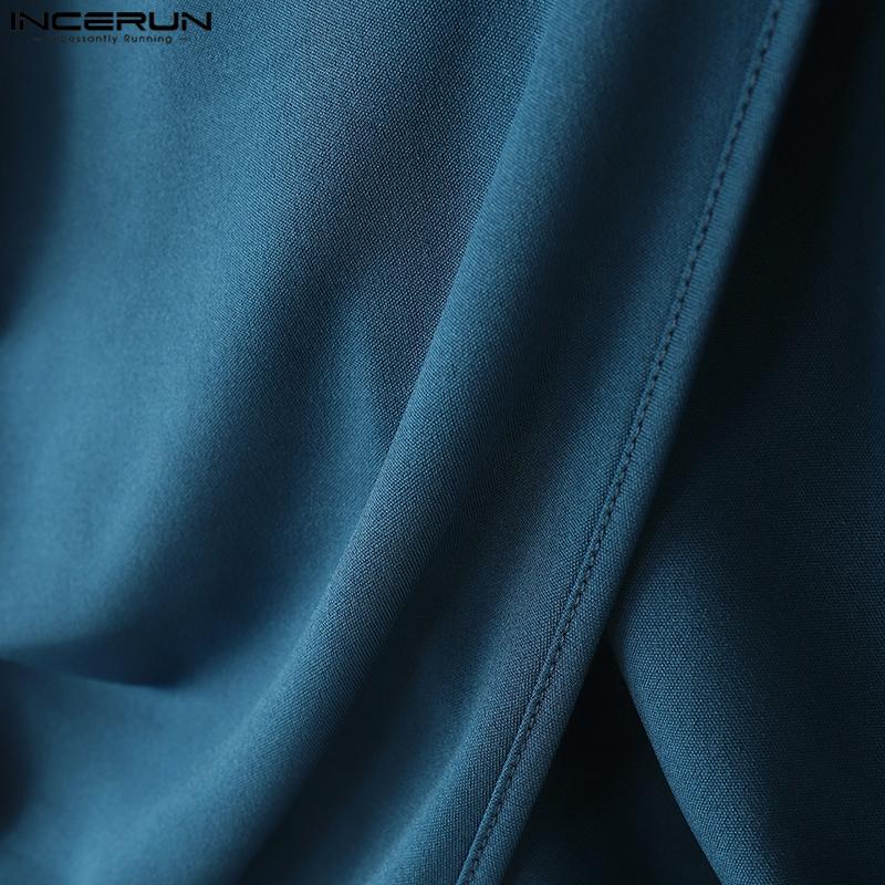 INCERUN Summer Men Short Sleeve Cutout Front Cross Splits Casual Slim T-shirts