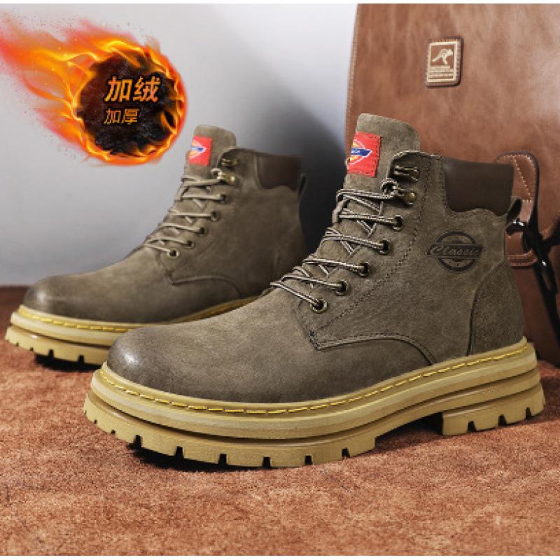 Rhubarb Boots Martin Boots Spring and Autumn Men's Leather Boots 2025 New Heightening Thick-soled Tooling Short Boots