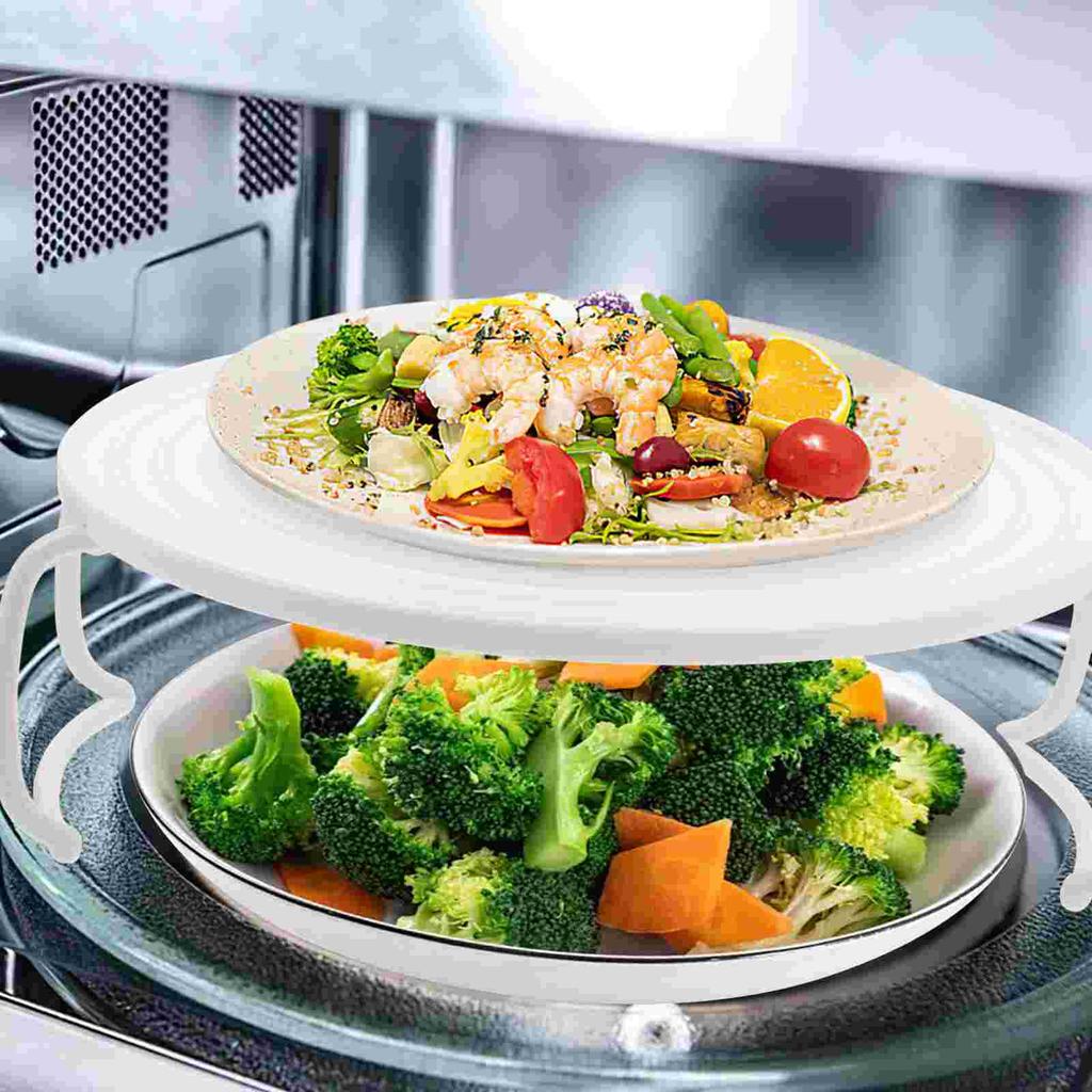 2 Pcs ABS Microwave Oven Food Rack Tray Storage Rack Steaming Tray for Steaming Straining Kitchen Barware Organizer