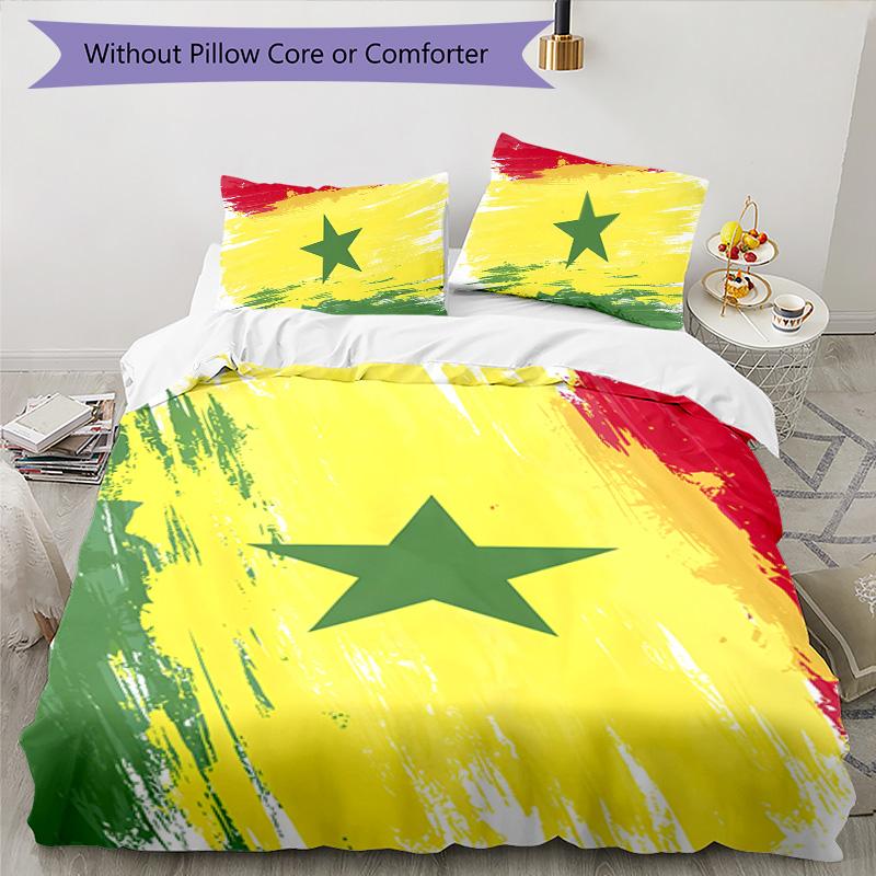 Senegal 3pcs Bedding Set Duvet Cover Closure Includes 1 Duvet Cover & 2 Pillowcases for All Seasons Bedroom Home Dorm Decor