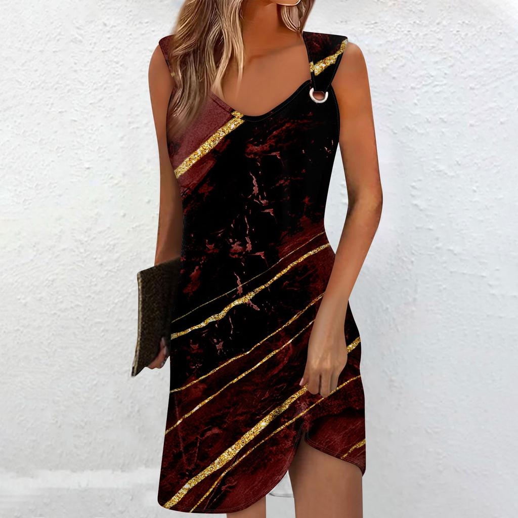 Abito Estivo da Donna con Scollo a V Abiti Estivi Casual al Ginocchio Senza Maniche Canotta Estiva